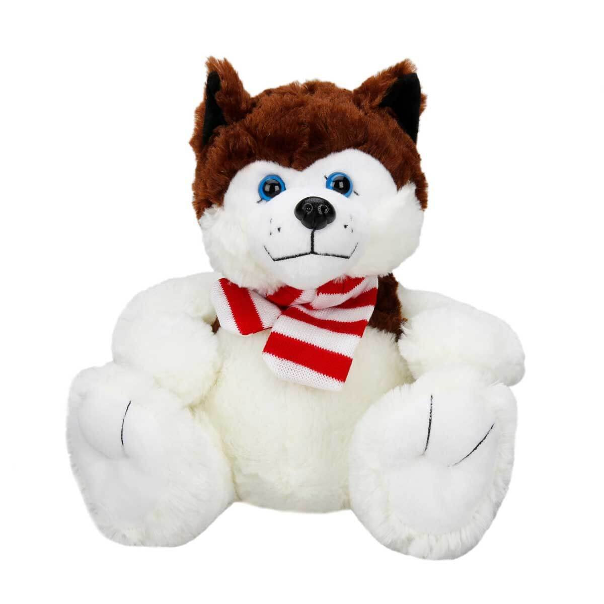Sunman Sitting Husky Plush Dog with Scarf 30 cm-1
