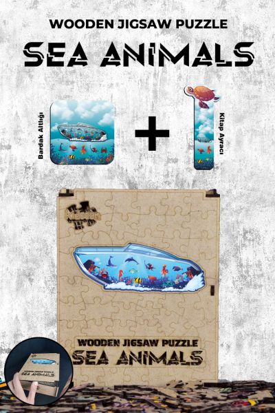 Ahşap Puzzle - Sea Animals (87 parça)-zoom-