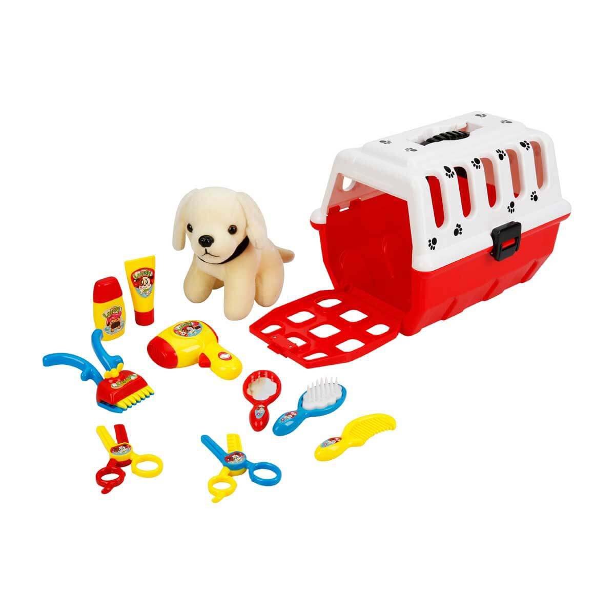 Plush Dog Grooming Set with Bag-1