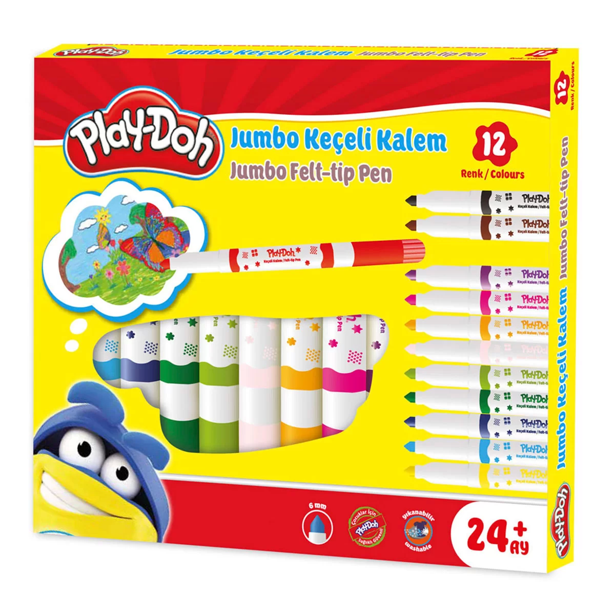 Play-Doh Jumbo Felt Tip Pens 6 mm 12-Pack-1