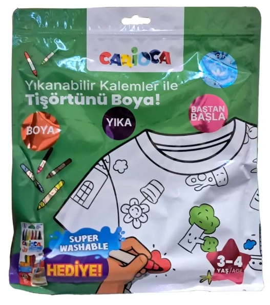 Kalem Hediyeli Boyanabilir Tişört 3-4 Yaş-zoom-