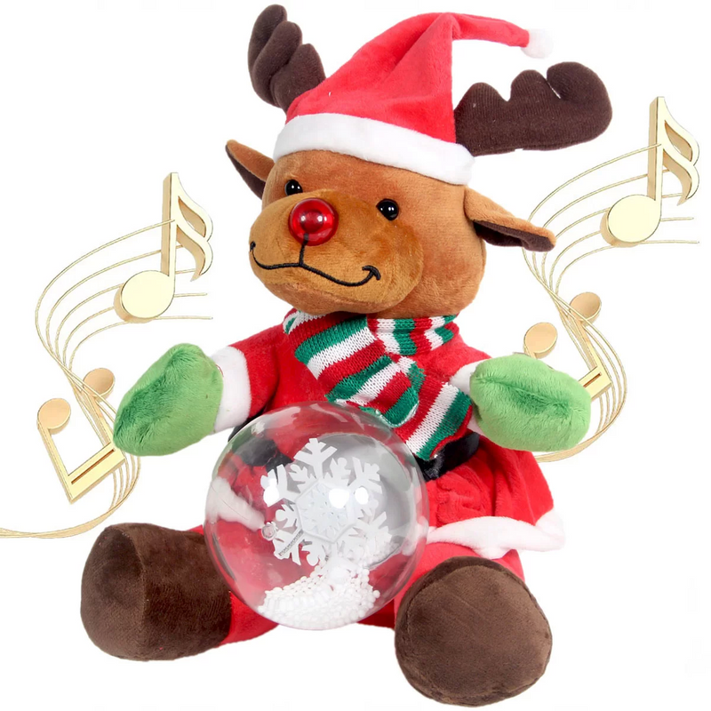 Christmas Snow Globe Battery Operated Plush Reindeer-zoom-