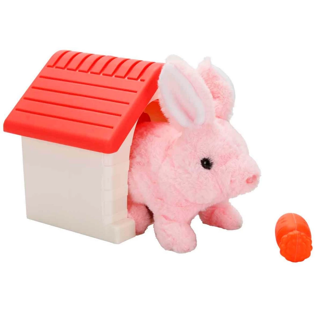 Cute Plush Rabbit with Sound and Animated Hut-1