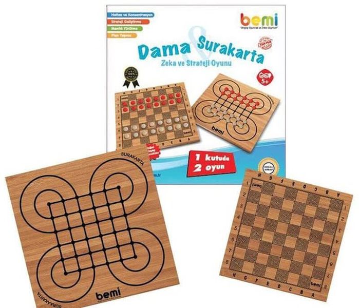 Ahşap Tabla Surakarta ve Dama Oyunu-zoom-