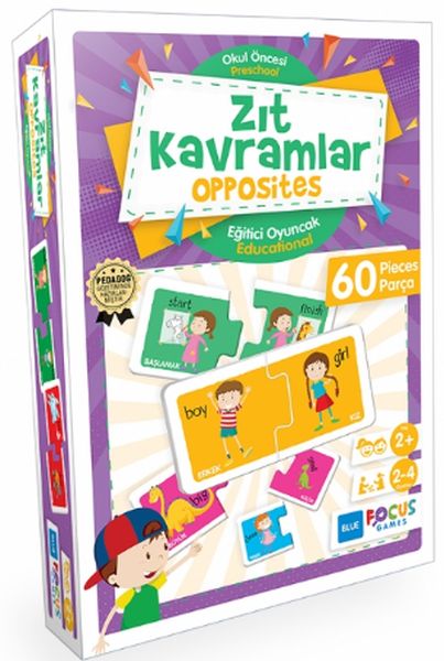 Blue Focus Zıt Kavramlar Opposites - Eğitici Oyunlar 60 Parça-zoom-