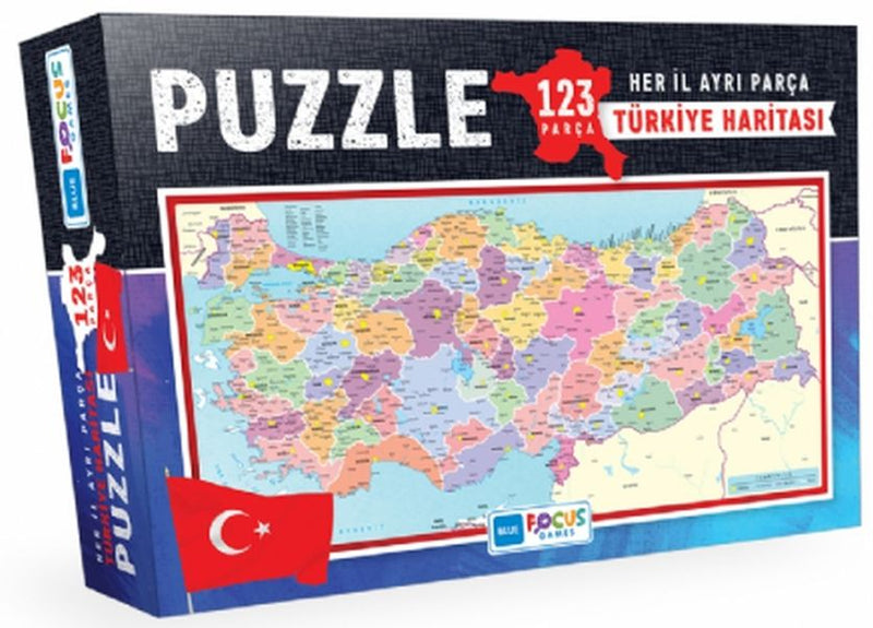 Blue Focus Türkiye Haritası Kutulu - Puzzle 123 Parça-zoom-
