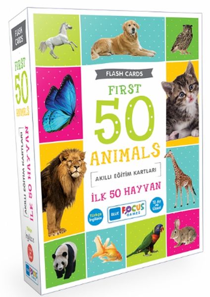 Blue Focus İlk 50 Hayvan - Akıllı Eğitim Kartları-zoom-