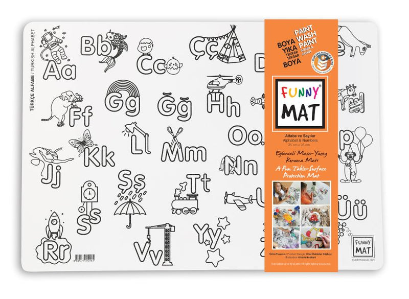 Funny Mat Alfaba & Sayılar 25X35Cm 2'Li Paket Beyaz Seri-zoom-