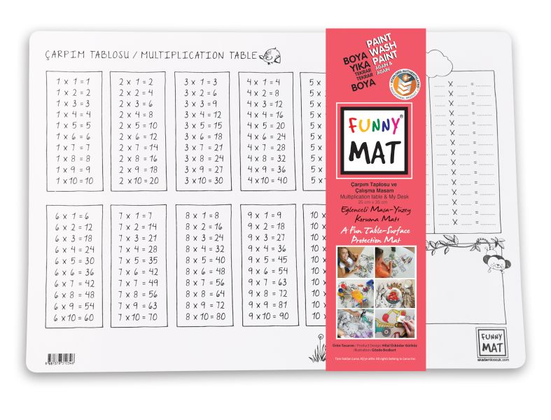 Funny Mat Çarpım Tablosu & Çalışma Masam 25X35Cm 2'Li Paket Beyaz Seri-zoom-