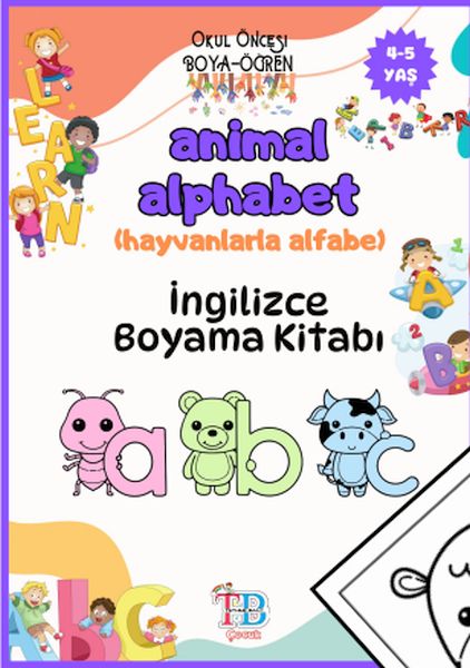 Animal Alphabet (Hayvanlarla Alfabe) Boyama Kitabı-zoom-