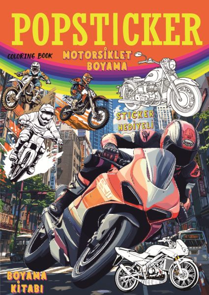 Motorsiklet  Boyama Kitabı Popsticker-zoom-