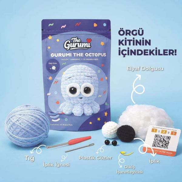 The Gurumi Ahtapot Örgü Öğrenme Kiti (TG001)-zoom-