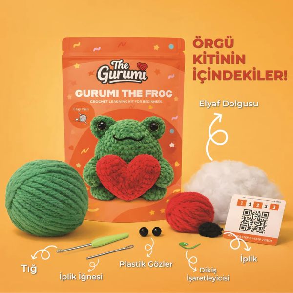 The Gurumi Kurbağa Örgü Öğrenme Kiti (TG004)-zoom-