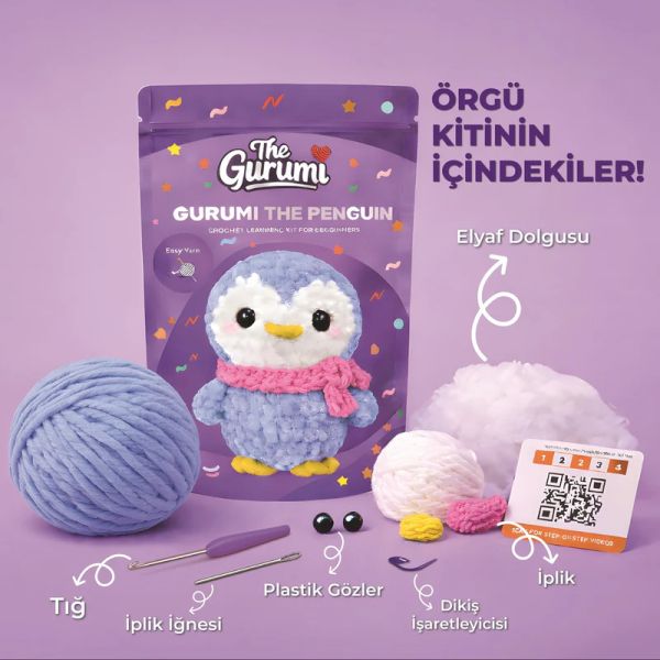 The Gurumi Penguen Örgü Öğrenme Kiti (TG006)-zoom-