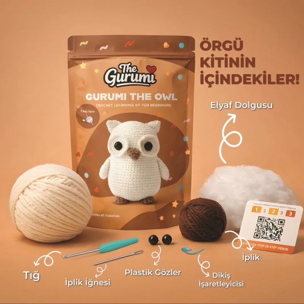 The Gurumi Baykuş Örgü Öğrenme Kiti (TG007)-zoom-