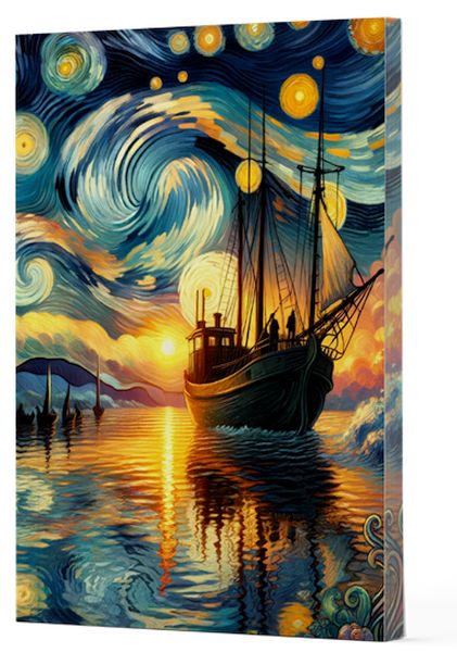 Van Gogh 2 - Gemi Çizgili Yan Boyamalı Defter-zoom-