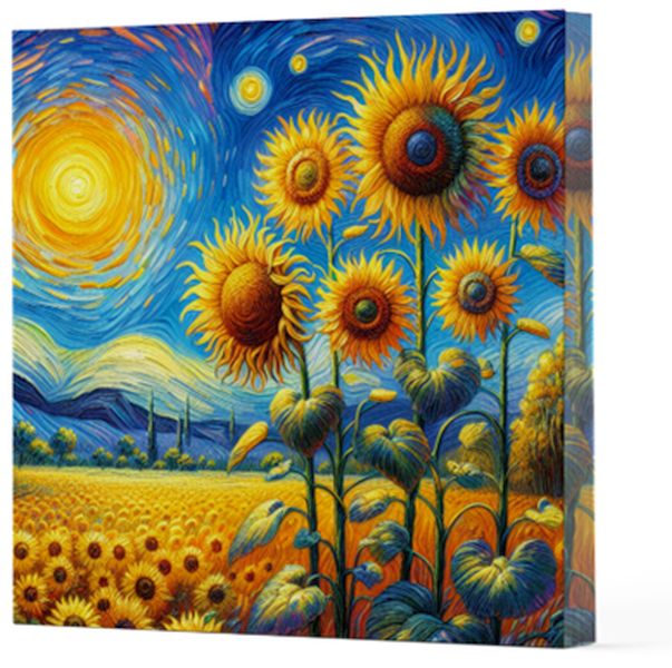 Van Gogh 4 Ayçiçekleri - Çizgisiz Yan Boyamalı Defter-zoom-