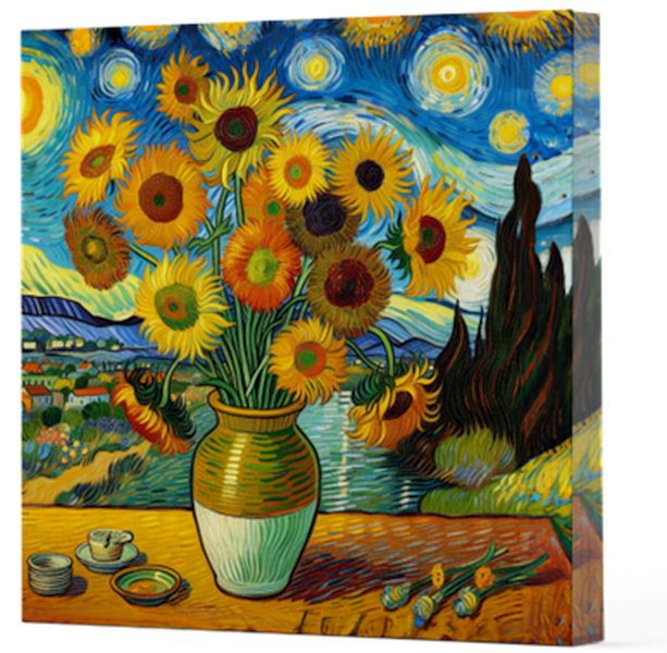 Van Gogh 10 Ayçiçekleri - Çizgisiz Yan Boyamalı Defter-zoom-