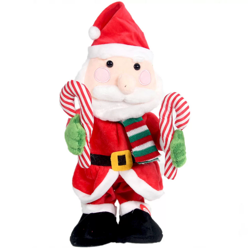 Christmas Dancing Plush Battery Operated Santa Claus with Cane-zoom-