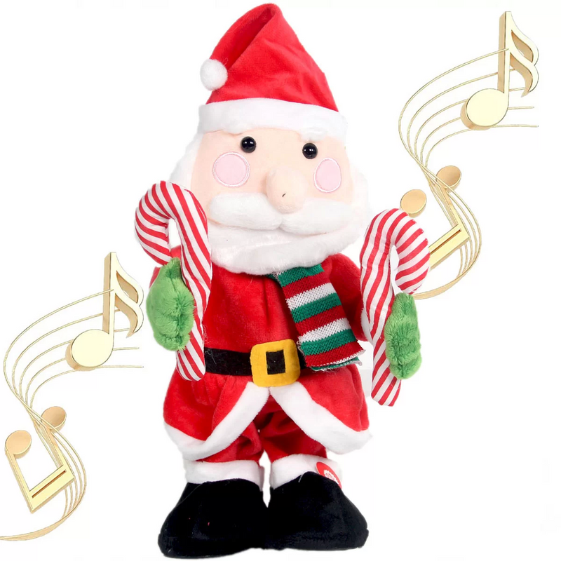 Christmas Dancing Plush Battery Operated Santa Claus with Cane-zoom-