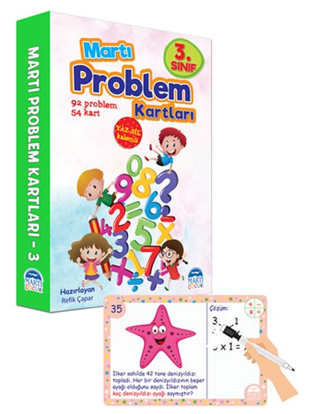 Martı 3.Sınıf Problem Kartları-Yaz Sil Kalemli-zoom-