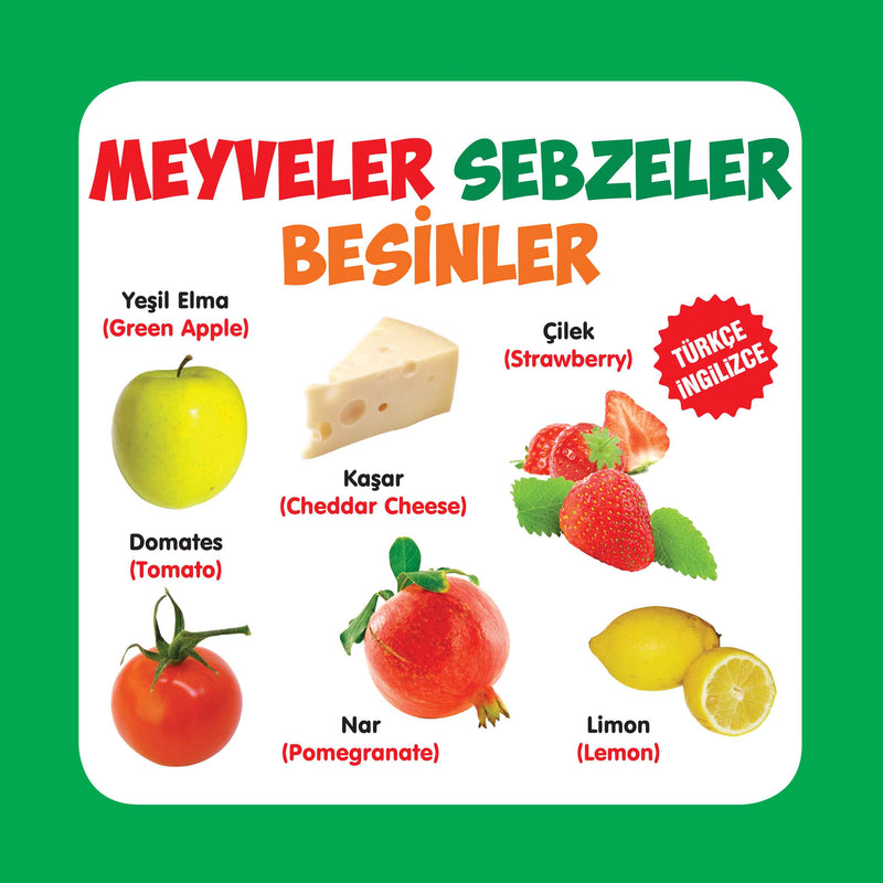 Meyveler - Sebzeler - Besinler  Türkçe-İngilizce-zoom-