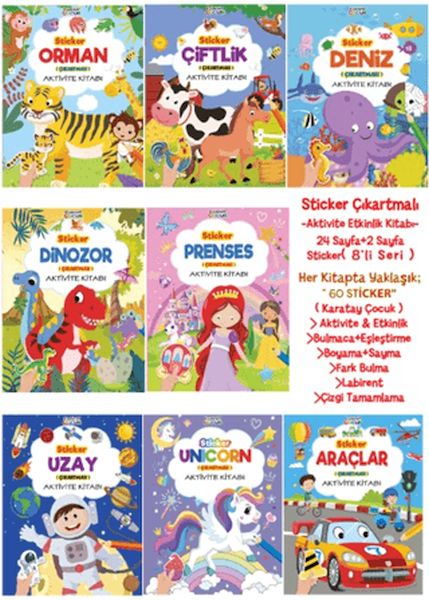 Sticker Çıkartmalı Aktivite Kitabı (8 Seri)