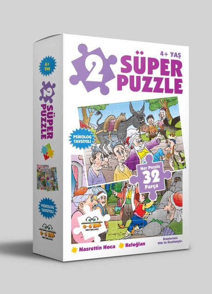 2 Süper Puzzle - Nasrettin Hoca Keloğlan +4 Yaş-zoom-