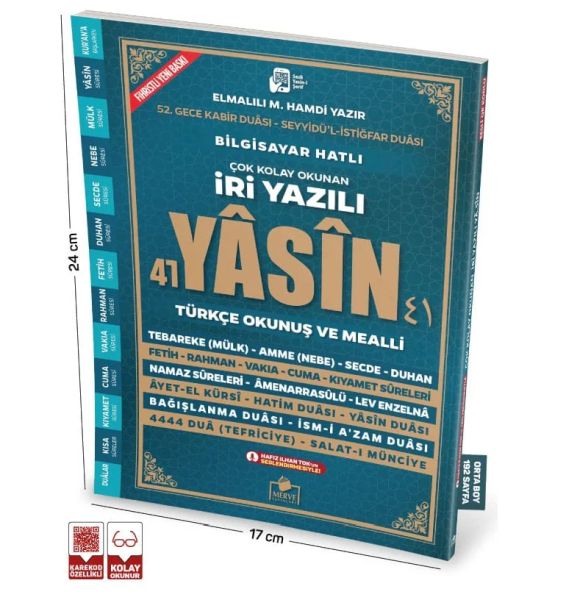 Sesli Yasini Şerif Arapça Türkçe Okunuşlu ve Mealli İri Yazılı Orta Boy-zoom-