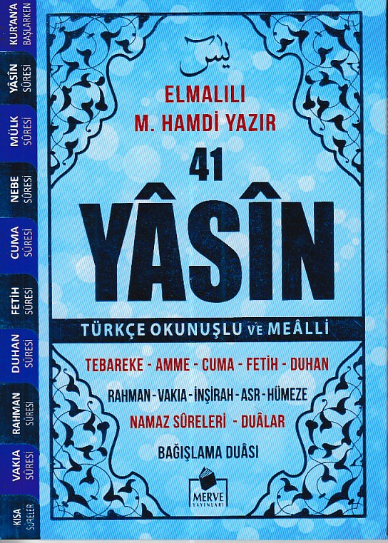 41 Yasin Çanta Boy Türkçe Okunuşlu ve Mealli Mavi Kapak-zoom-