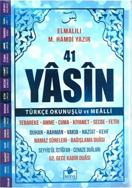 41 Yasin Türkçe Okunuşlu ve Mealli-Mavi Kapak Orta Boy-zoom-