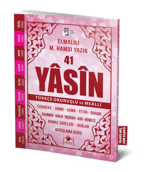41 Yasin Çanta Boy Türkçe Okunuşlu ve Mealli Pembe Kapak-zoom-