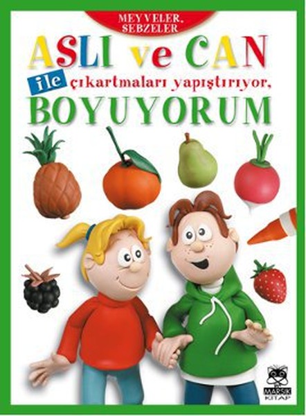 Aslı ve Can ile Çıkartmaları Yapıştırıyor, Boyuyorum - Meyveler, Sebzeler-zoom-