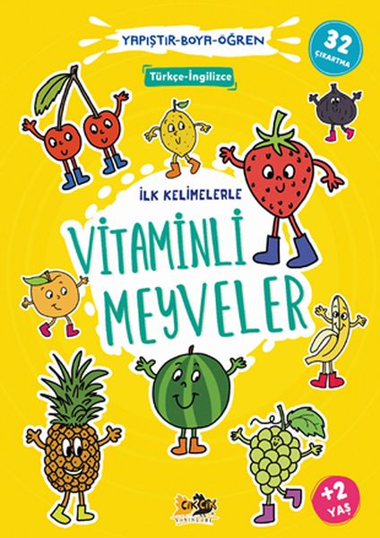 İlk Kelimelerle Vitaminli Meyveler Yapıştır-Boya-Öğren-zoom-
