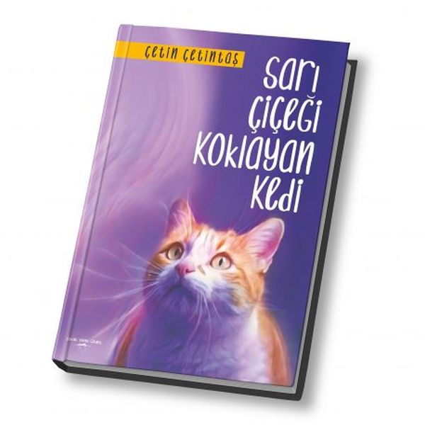 Sarı Çiçeği Koklayan Kedi-zoom-