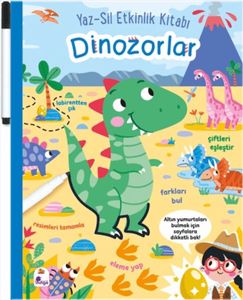 Yaz-Sil Etkinlik Kitabı - Dinozorlar (Kalemli)-zoom-