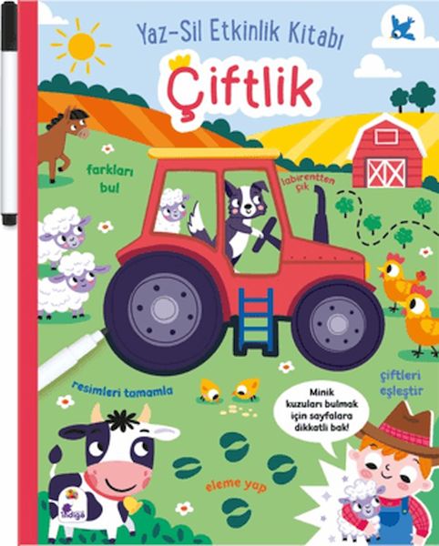 Yaz-Sil Etkinlik Kitabı - Çiftlik (Kalemli)-zoom-