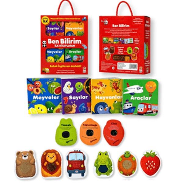 Ben Bilirim İngilizce Destekli İlk Kitaplarım (4 kitap + 6 Magnetli Dokun Hisset Kart)-zoom-