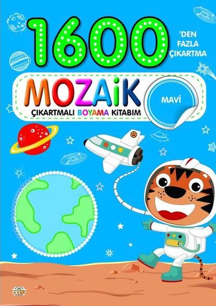 1600 Mozaik Çıkartmalı Boyama Kitabım Mavi Kitap-zoom-