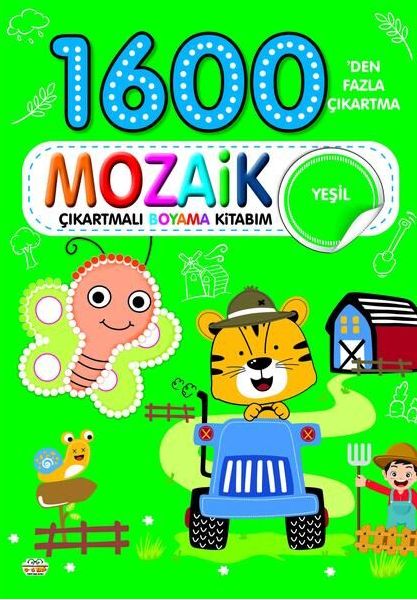 1600 Mozaik Çıkartmalı Boyama Kitabım Yeşil Kitap-zoom-