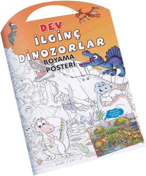 İlginç Dinozorlar Dev Boyama Posteri-zoom-