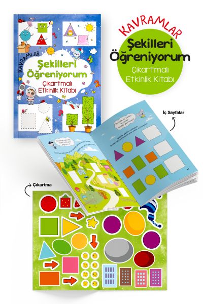 Kavramlar – Şekilleri Öğreniyorum – Çıkartmalı Etkinlik Kitabı - 3 Yaş +-zoom-