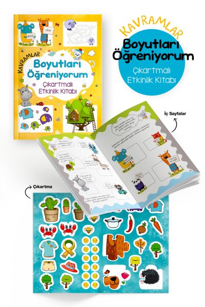 Kavramlar – Boyutları Öğreniyorum – Çıkartmalı Etkinlik Kitabı - 3 Yaş +-zoom-