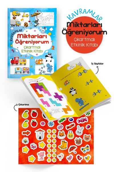 Kavramlar – Miktarları Öğreniyorum – Çıkartmalı Etkinlik Kitabı - 3 Yaş +-zoom-