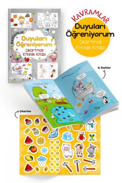 Kavramlar – Duyuları Öğreniyorum – Çıkartmalı Etkinlik Kitabı - 3 Yaş +-zoom-