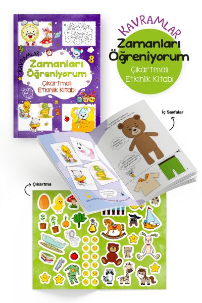 Kavramlar – Zamanları Öğreniyorum – Çıkartmalı Etkinlik Kitabı - 3 Yaş +-zoom-