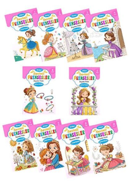 Sevimli Prensesler Boyama Kitabı Sticker Çıkartmalı (10 Kitap Set)-zoom-