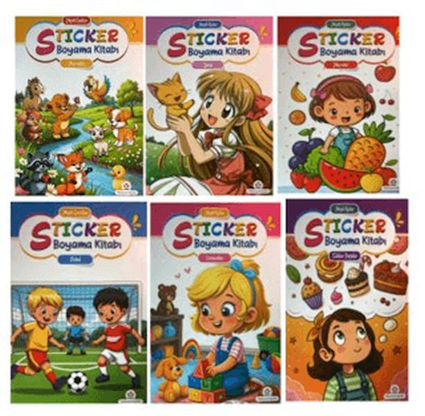 Neşeli Boyama Kitabı Sticker (6 Kitap Set)-zoom-