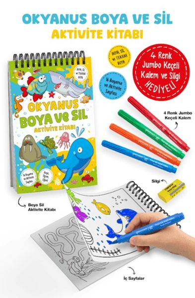 Okyanus - Boya ve Sil Aktivite Kitabı / 3 Yaş +-zoom-