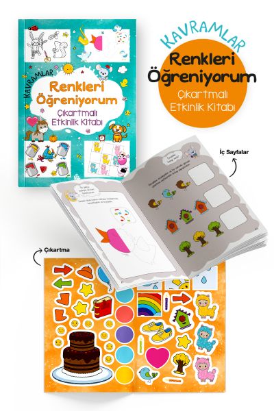 Kavramlar – Renkleri Öğreniyorum – Çıkartmalı Etkinlik Kitabı - 3 Yaş +